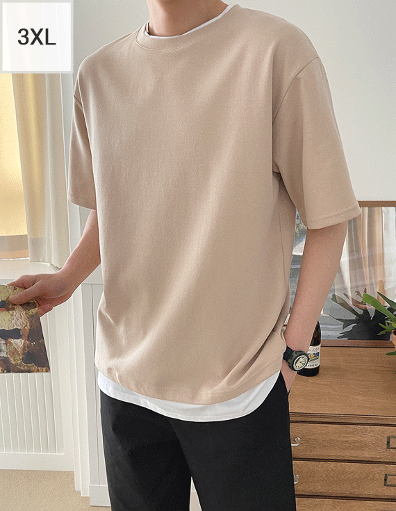 簡単なビッグサイズ レイヤード 半袖T<br> <font style=font-size:11px;color:#595959>XL～3XL(105～120)<*font><br></font>