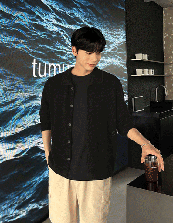 쿨한 린넨 펀칭 컬러 가디건<br><font style=font-size:11px;color:#595959>フリーサイズ(95～105)<*font><br></font>