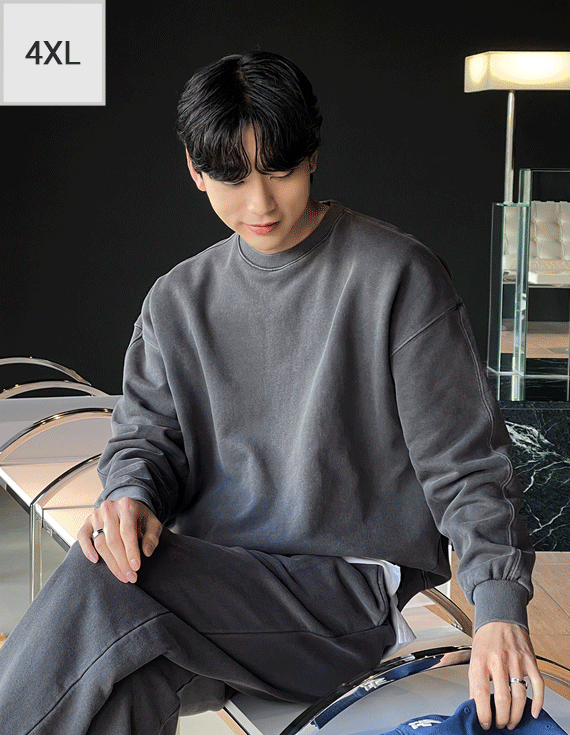 ビッグサイズ男女共用ピグメントスウェット＆フード<br><font style=font-size:11px;color:#595959>S～4XL(90～120)<*font><br></font>
