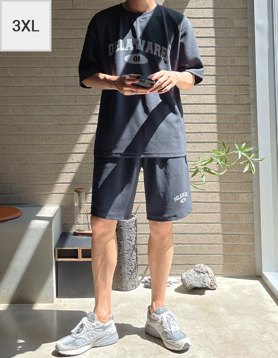ビッグサイズ01デルタプリンティングスパン半袖セット<br><font style=font-size:11px;color:#595959>XL～3XL(105～120)<*font><br></font>