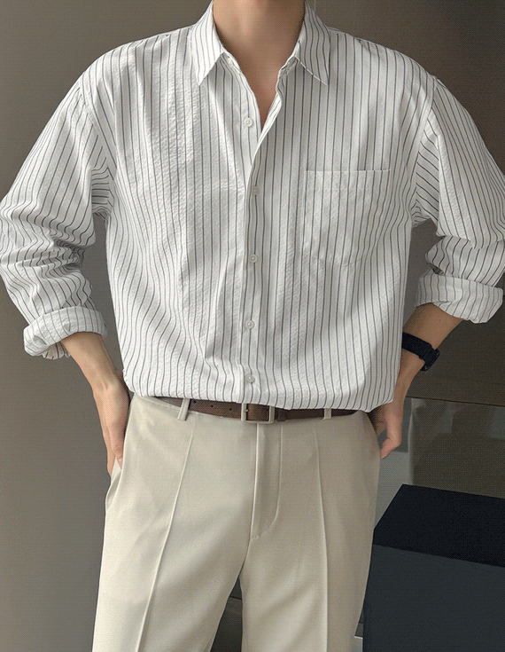 noble seersucker stripe シャツ 30136