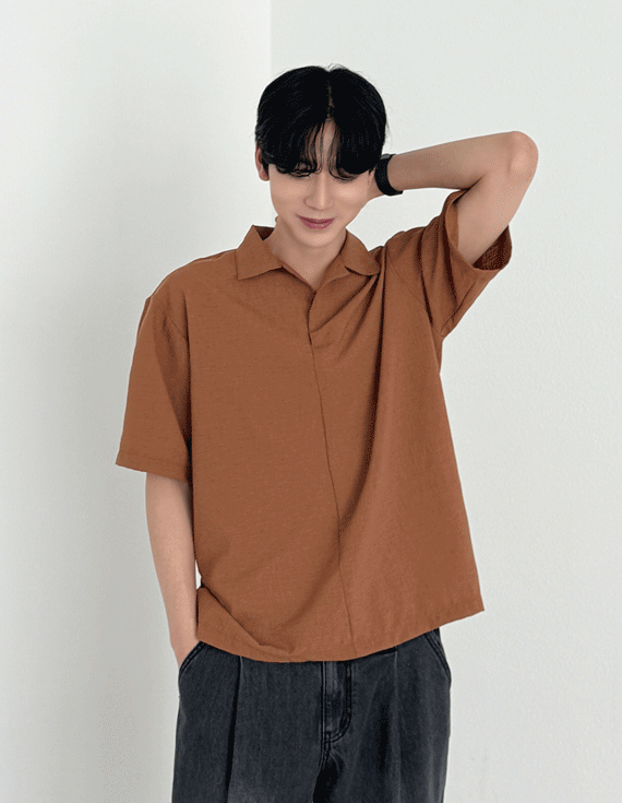 formal hidden open collar 半袖T 30199