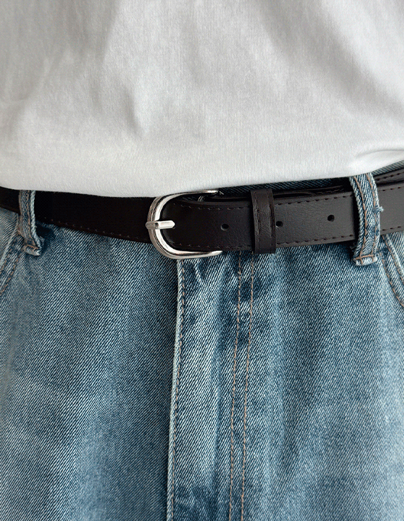round buckle synthetic leather belt 30281