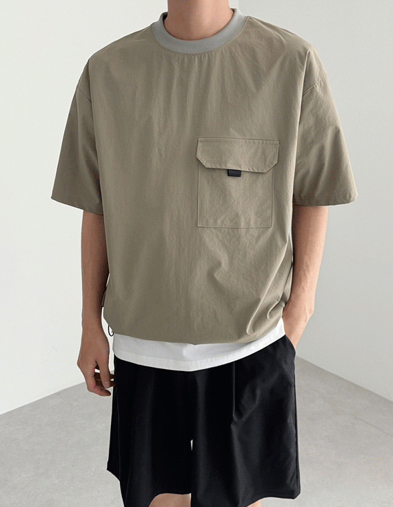 one pocket string nylon 半袖 スウェット 30302
