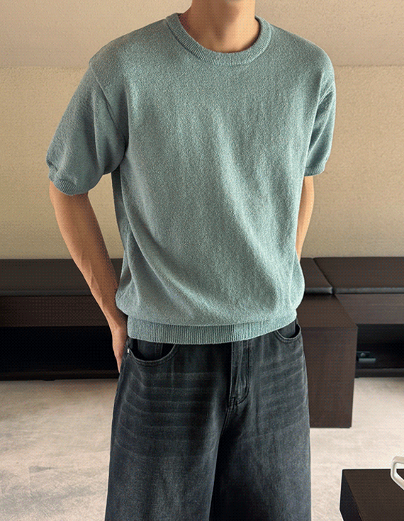 viscose boucle 半袖ニット 30330