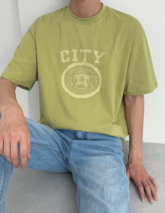 city crack printing 半袖T 30344