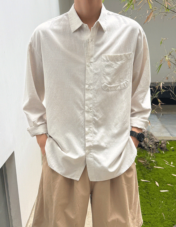 HQ perfect linen 長袖シャツ 30348