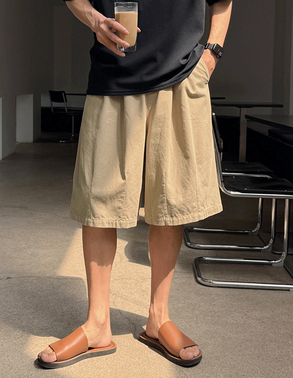 cotton two tuck ハーフゴム ハーフパン 30358
