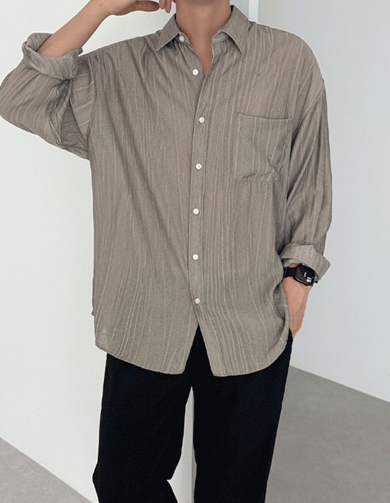 drape cooling stripe 長袖シャツ 30371