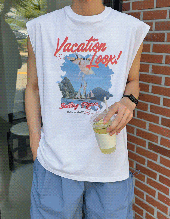 vacation printing オーバーフィット 袖なし 30388