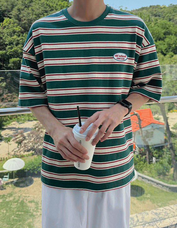 oldschool needlepoint stripe 半袖T 30389