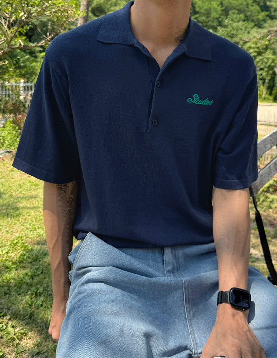 studio needlepoint collar 半袖ニット 30402