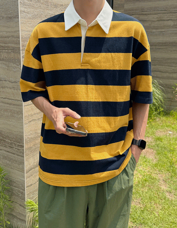 rugby stripe collar 半袖T 30415