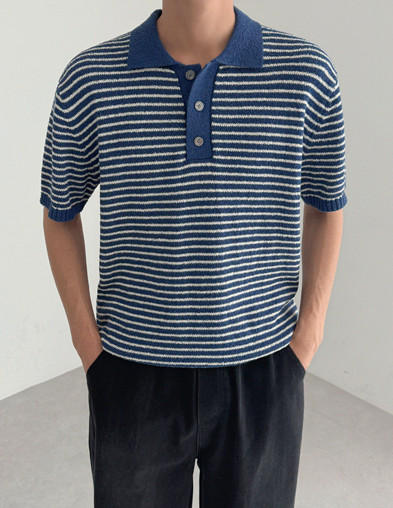 blanc boucle button 半袖 ニット 30431
