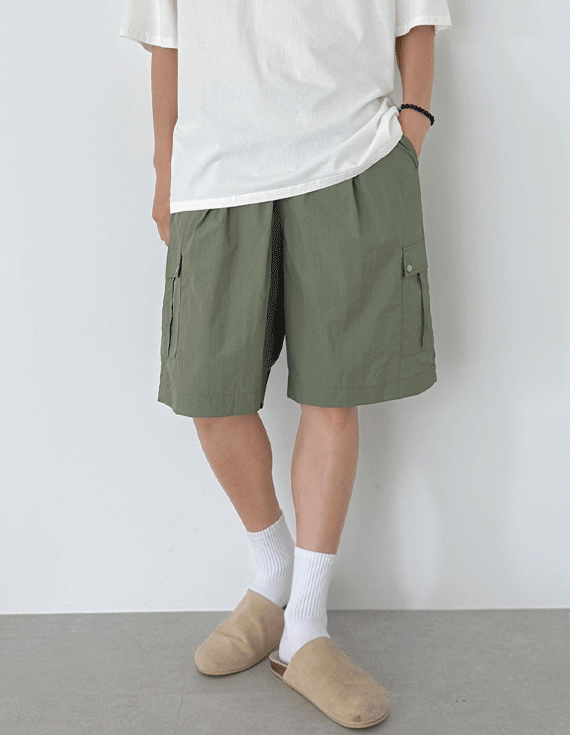 metallic cargo bermuda ゴム ハーフパン 30439