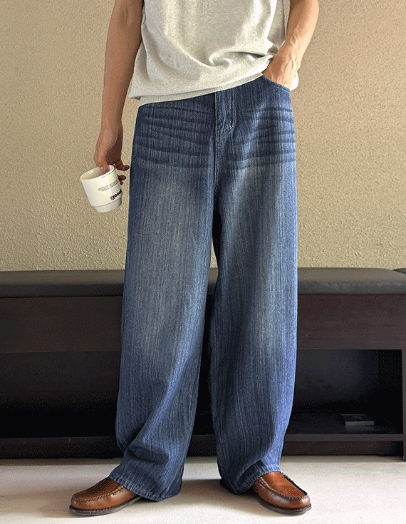washed vertical stripe デニムパンツ 30461