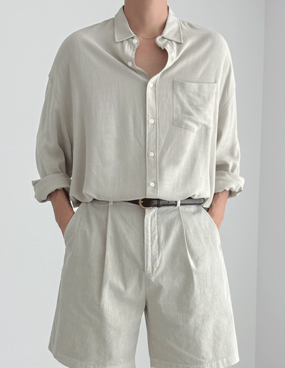 naturally linen over fit 長袖シャツ 30483