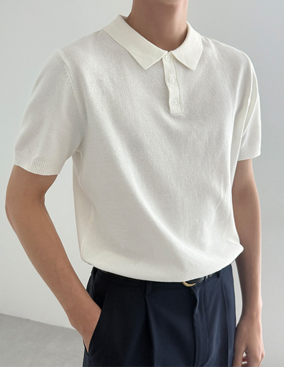 sponge collar basic 半袖 ニット 30480