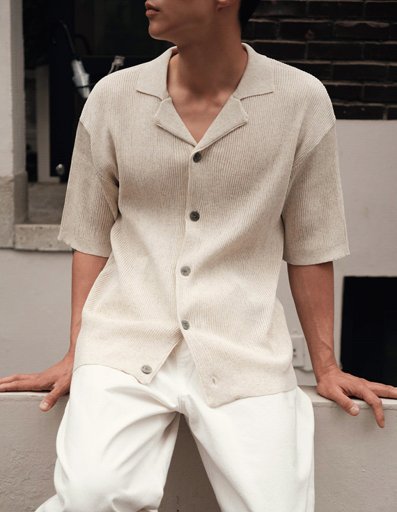 felice linen open collar カーディガン 30504