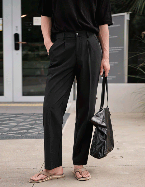 ringer tuck straight pants ゴム スラックス 30510
