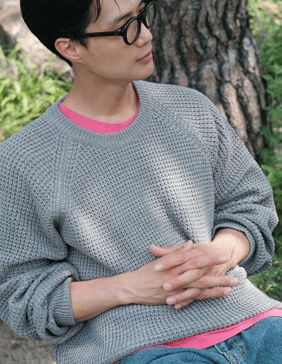 waffle raglan ニット 30581