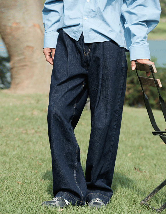 studio one tuck loose fit デニムパンツ 30598