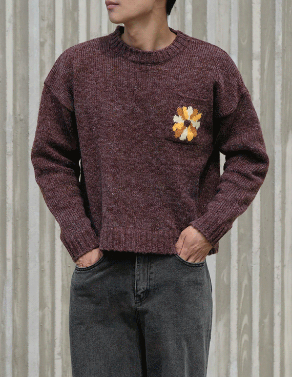 flower poket round ニット 30690