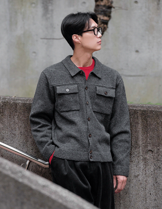 poket section detail knit カーディガン 30766