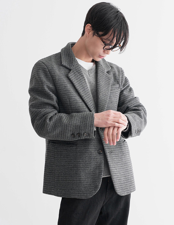 begin wool check half ジャケット 30872