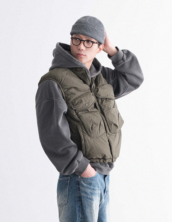 olive milli vest バディング ベスト 30873
