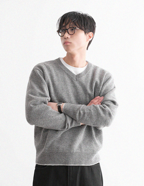lamswool layered v neck ニット 30890