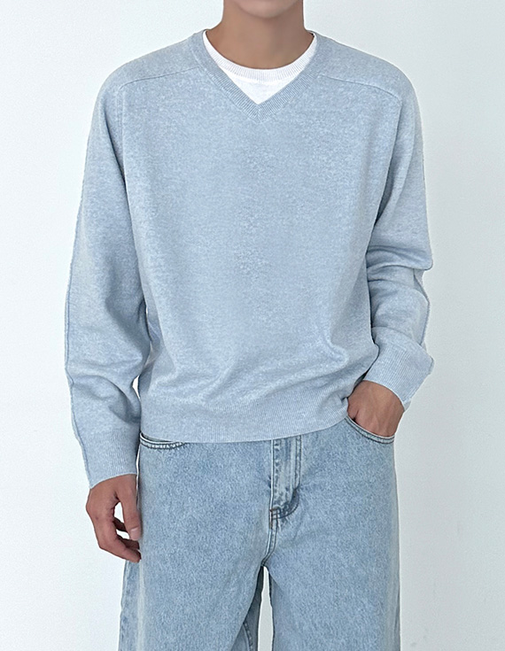 double layering v neck ニット 30993