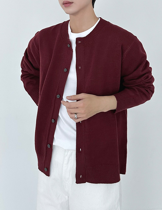 882 man of basic round カーディガン 30995