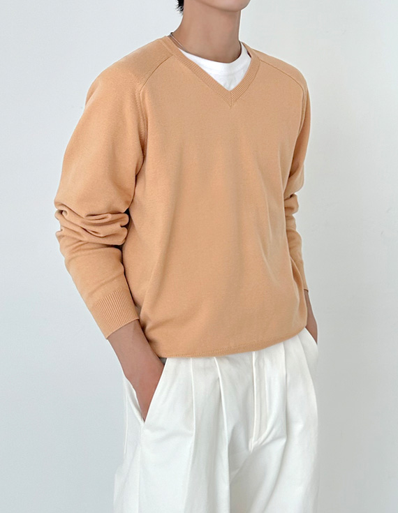 Modal Saddle Crop V-Neck ニット 31083