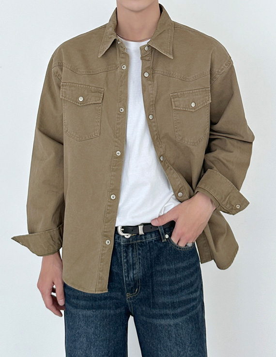 washed vintage cotton シャツ 31100