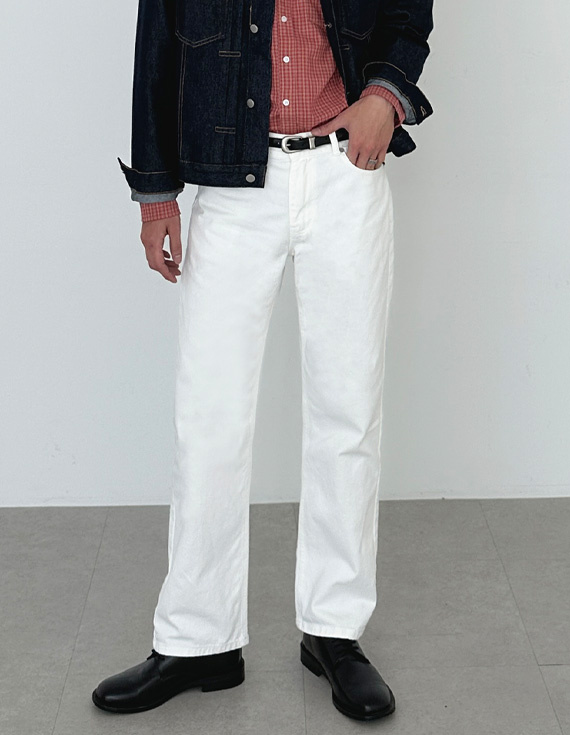 298 white semi wide コットンパンツ 31103