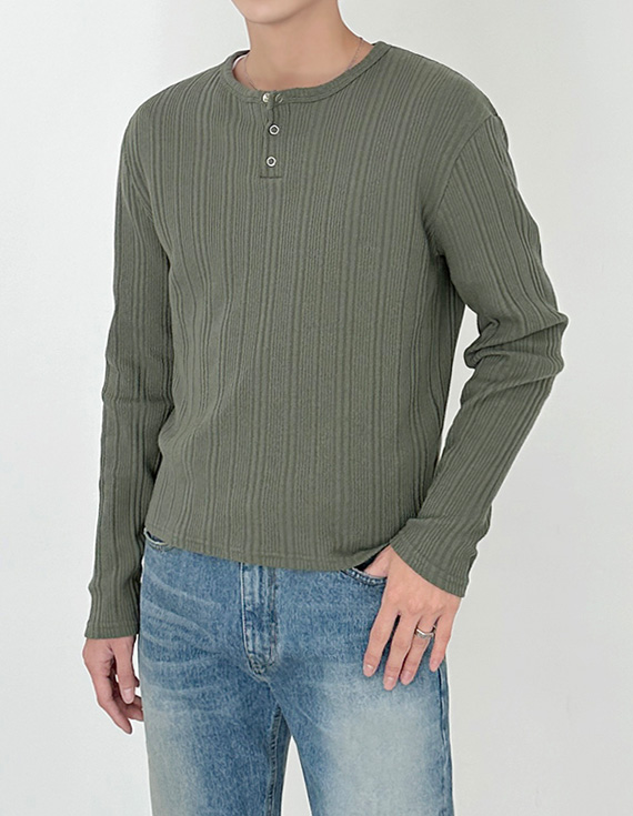ribbed henley crop ニット 31115