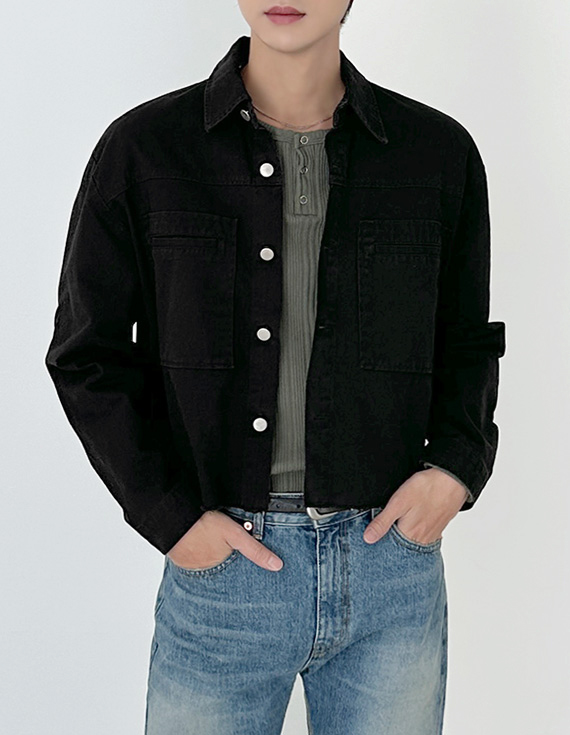 denim crop shacket shirt ジャケット 31125