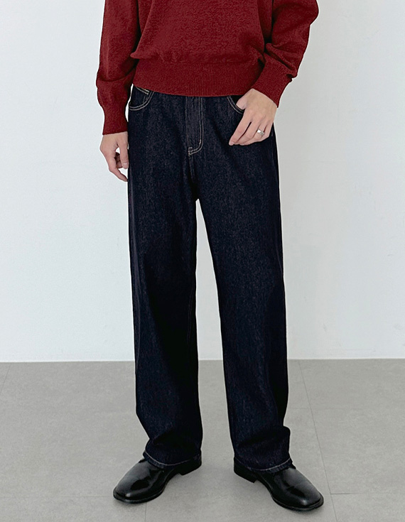 pure black straight デニムパンツ 31131