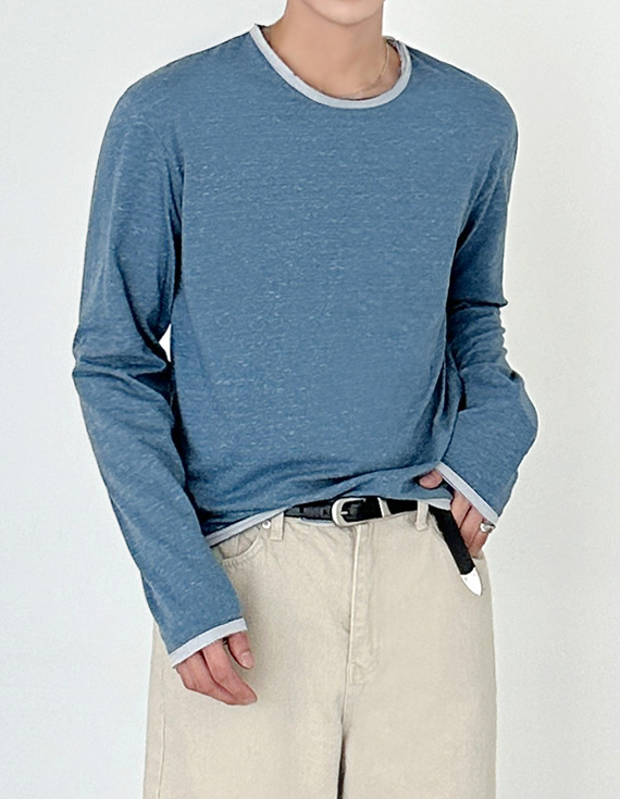 contrast edge cut detail 長袖Tシャツ 31136