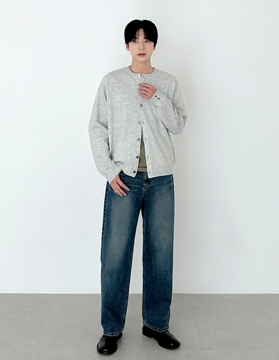 rare saddle cut line round カーディガン 31150