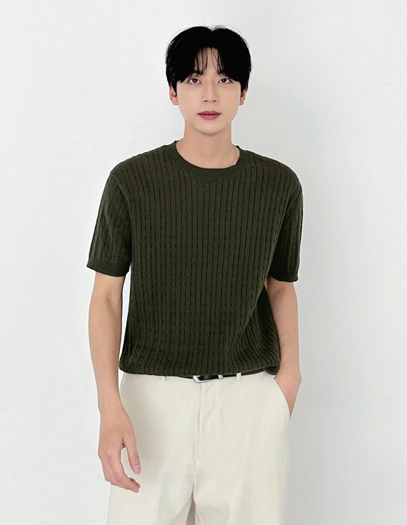 ケーブルライトムード半袖ニット31183