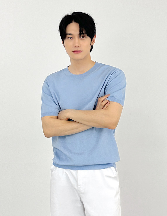 cielo linen grid pattern 半袖ニット 31184