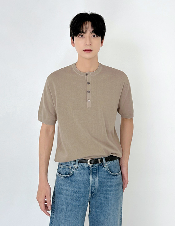 barrel four button henley ニット 31194