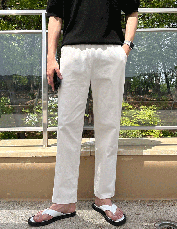 ビッグサイズリネンスパンワイドバンディングパンツ<br><font style=font-size:11px;color:#595959>S～3XL(28～38)<*font></font>