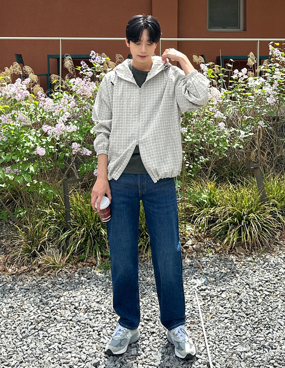 summer linen check anorak 防風 31218