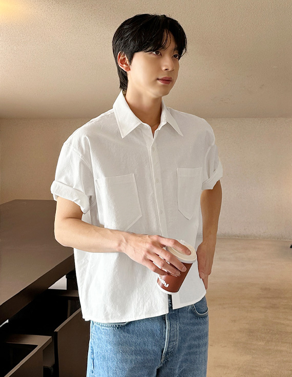 linen crop short cool 半袖シャツ 31226