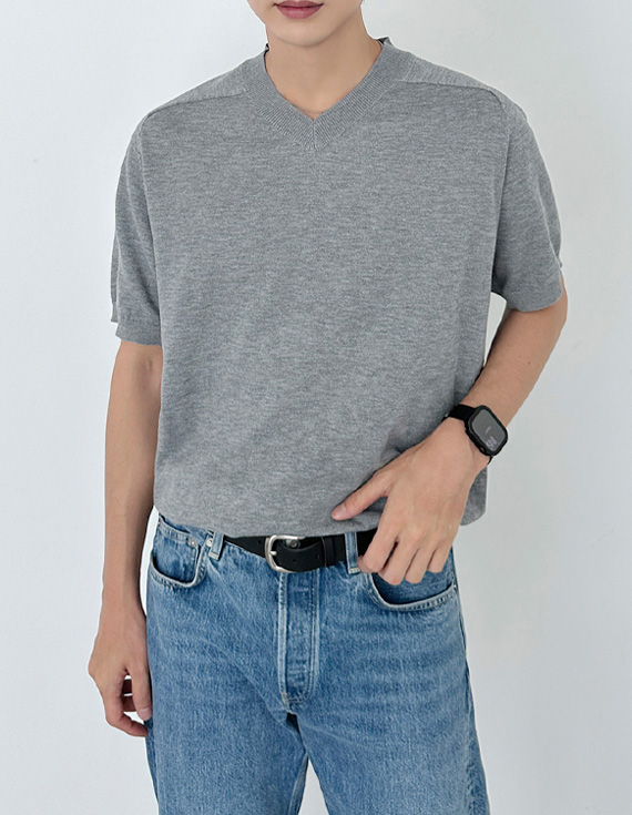 summer muscle v neck basic 半袖ニット 31248