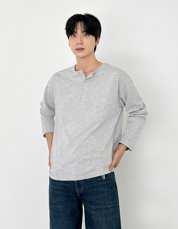 slub texture henley Tシャツ 31252