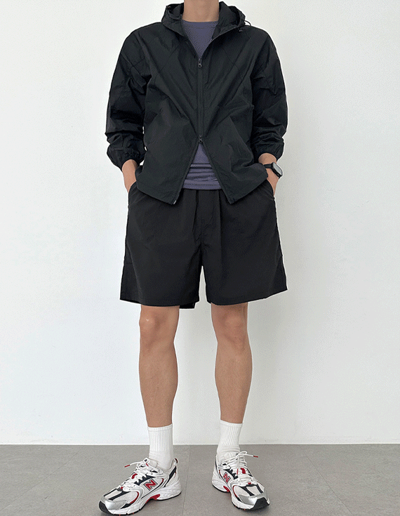 running nylon stretch utility ゴム ハーフパン 31256